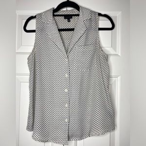 Who What Where White & Black Poka-dot Blouse Size: XS